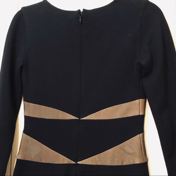 BCBG MaxAzria Black LS Pencil Dress w/Mesh Insets - Picture 5 of 7